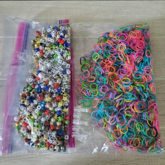 Bundle Of Beads Rainbow Rubber Band Bracelet Making Supplies Arts Crafts - Picture 1 of 6